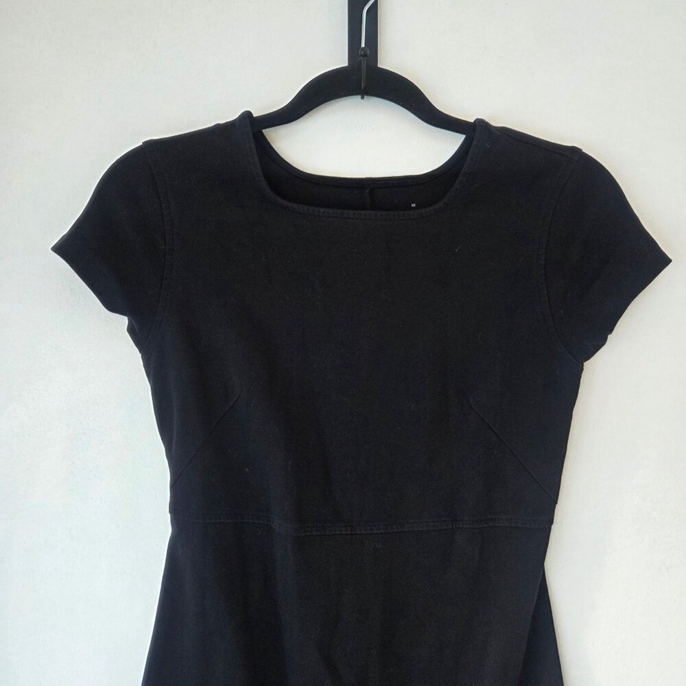 Everlane Black Essential Dress Casual Stretch Basic Short Sleeve Women's XS - Picture 3 of 5